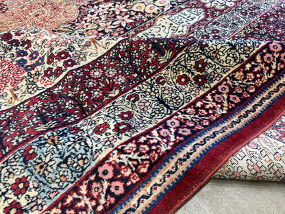 12’11”x21’7” Very Fine Collector Antique Hand-Knotted Signed Persian Kerman Area Rug