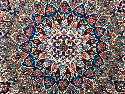 9’8”x13’3” Very Fine Hand-Knotted Persian Tabriz 80 Raj Signed Emad Fakher Area Rug