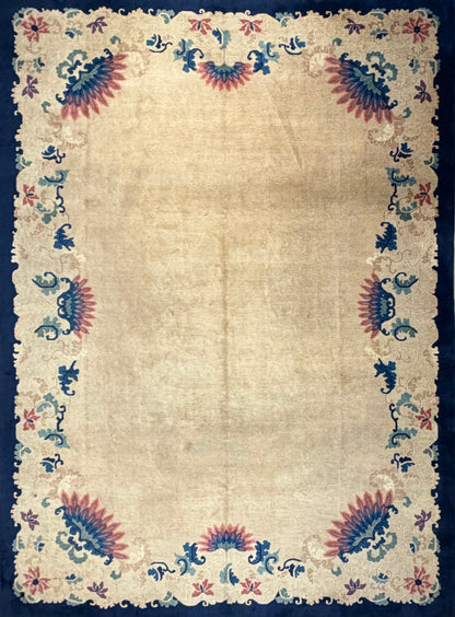 10’1”x13’8” Antique Hand-Knotted Chinese Art Deco Nichols Area Rug