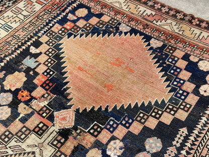 Antique Hand-Knotted Russian Kazak Rug - 4'9"x10'2"