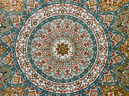 Hand-Knotted Silk Persian Qum Rug - Signed Vesal - 3’3”x4’11”