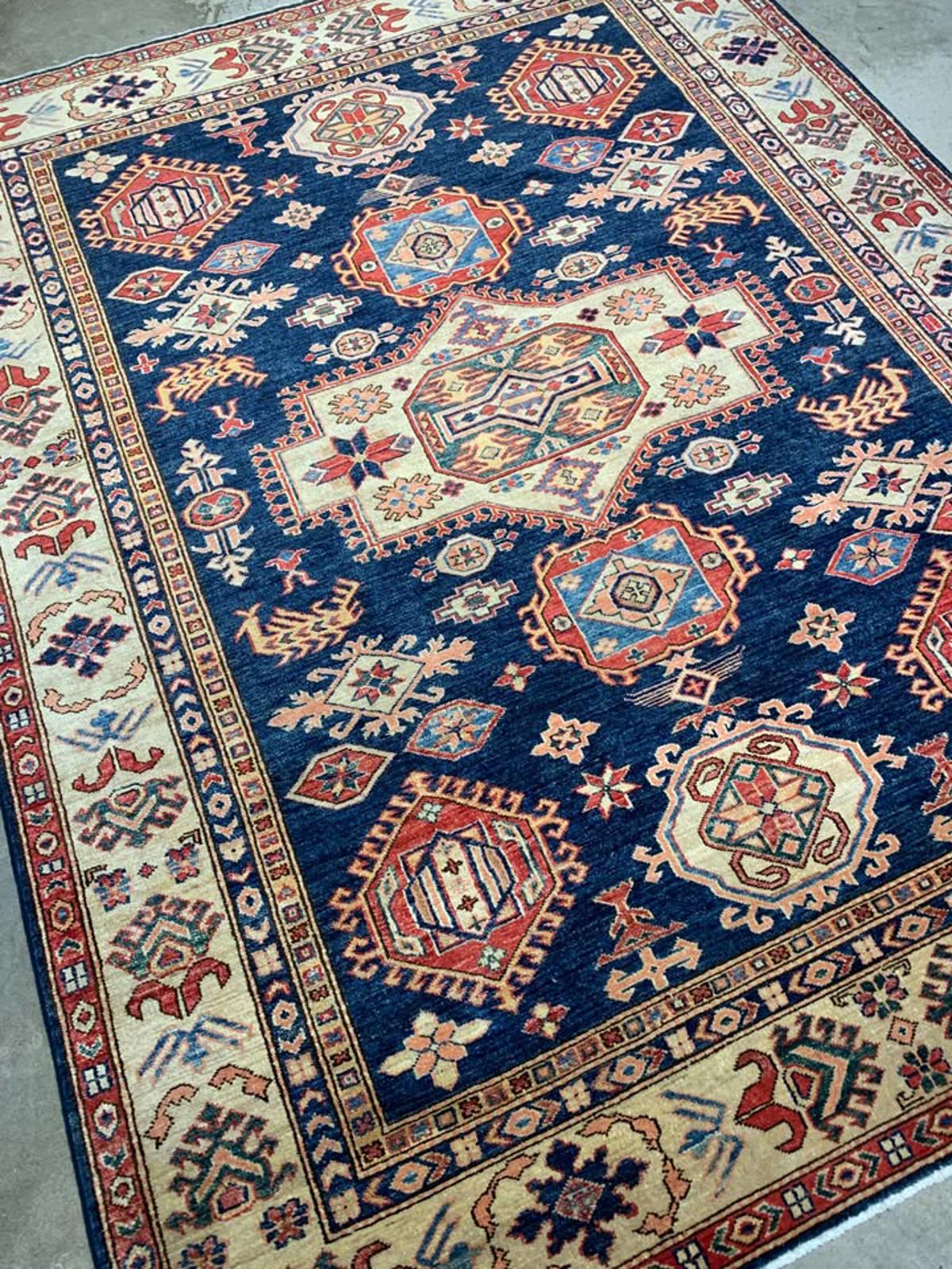 5'10"x7'6" Handmade 100% Wool Super Kazak Rug
