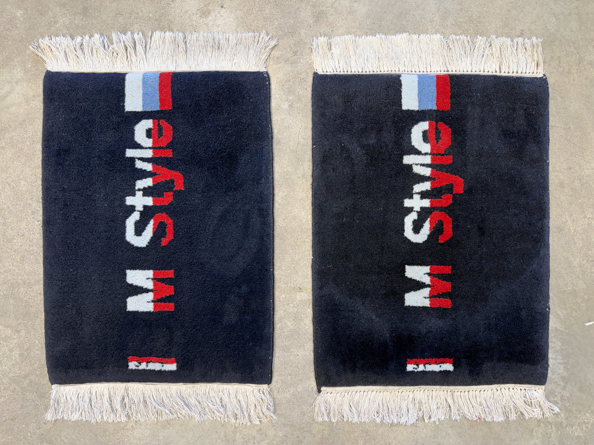 Pair of Hand-Knotted BMW M Series Car Mat Rugs - 1’6”x1’9”
