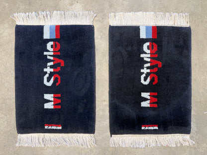 Pair of Hand-Knotted BMW M Series Car Mat Rugs - 1’6”x1’9”
