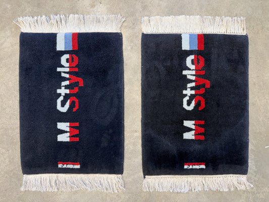 Pair of Hand-Knotted BMW M Series Car Mat Rugs - 1’6”x1’9”