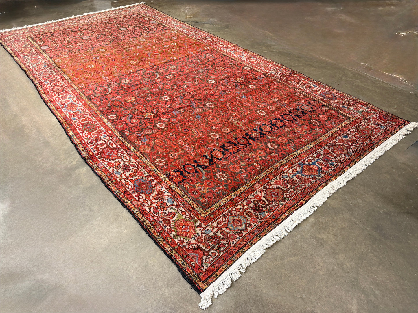 8’x15’4” Antique Hand-Knotted Very Fine Wool Persian Malayer Area Rug