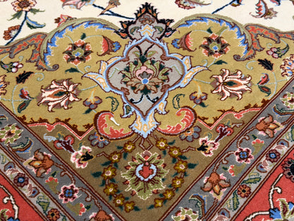 Hand-Knotted 60 Raj Persian Tabriz Rug - 6'9"x8'1"