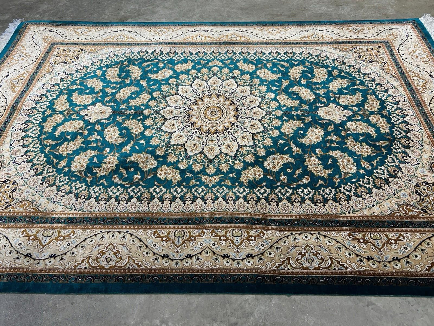 3x5 Luxurious Fine Hand-Knotted 100% Silk Signed Persiane Qume Rug Handmade