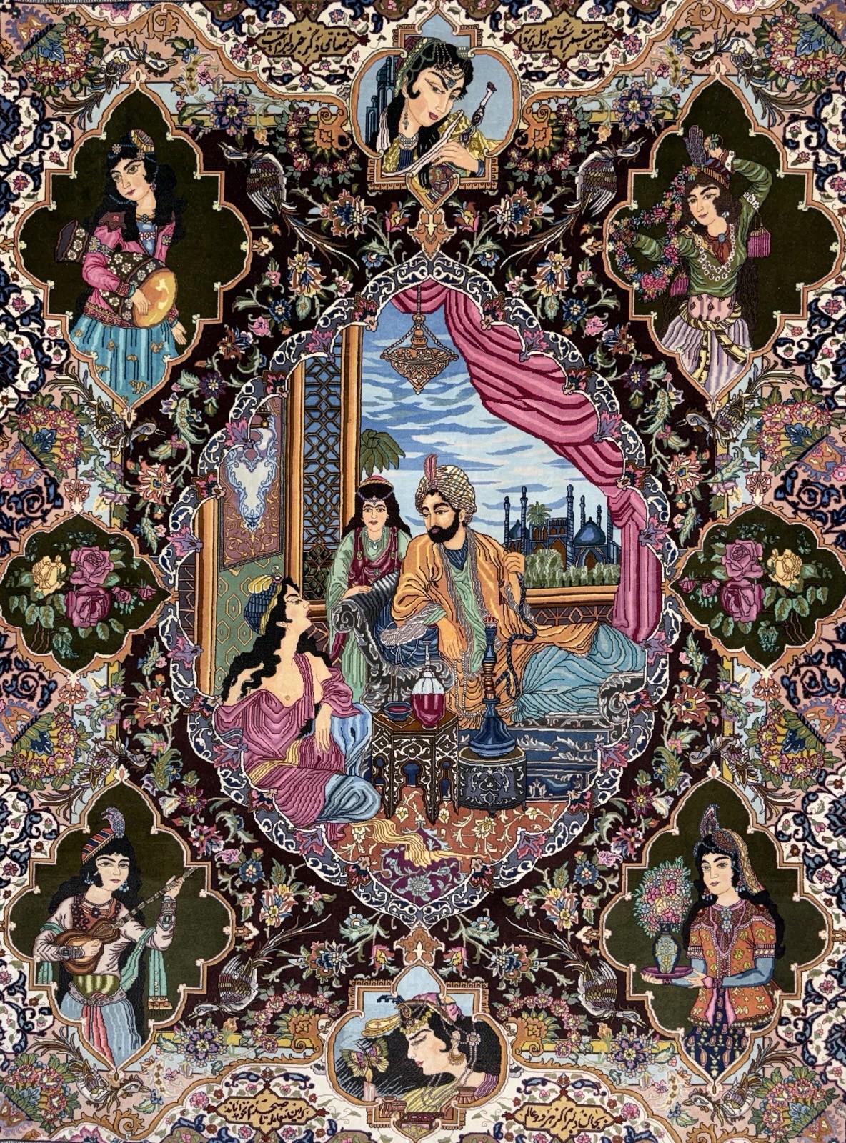 5’7”x7’10” Hand-knotted Pictorial Tabriz Rug