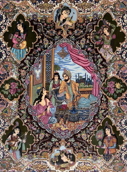 5’7”x7’10” Hand-knotted Pictorial Tabriz Rug