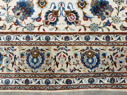 9’9”x13’1” Antique Hand-Knotted Persian Kashan All-over Signed Sanaee Area Rug