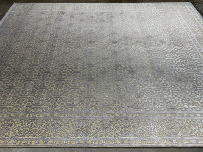 7’9”x10’ Hand-Knotted Carved Wool & Silk All-Over Area Rug