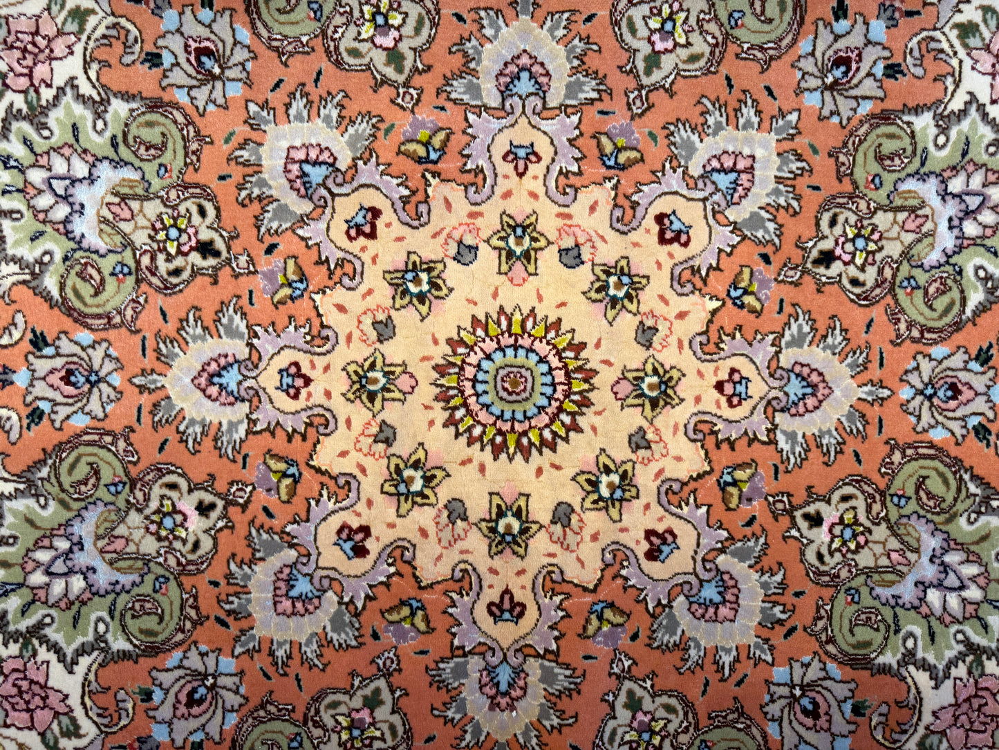 9’8”x13’8” Very Fine Hand-Knotted Persian Tabriz 80 Raj Area Rug