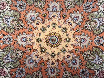 9’8”x13’8” Very Fine Hand-Knotted Persian Tabriz 80 Raj Area Rug