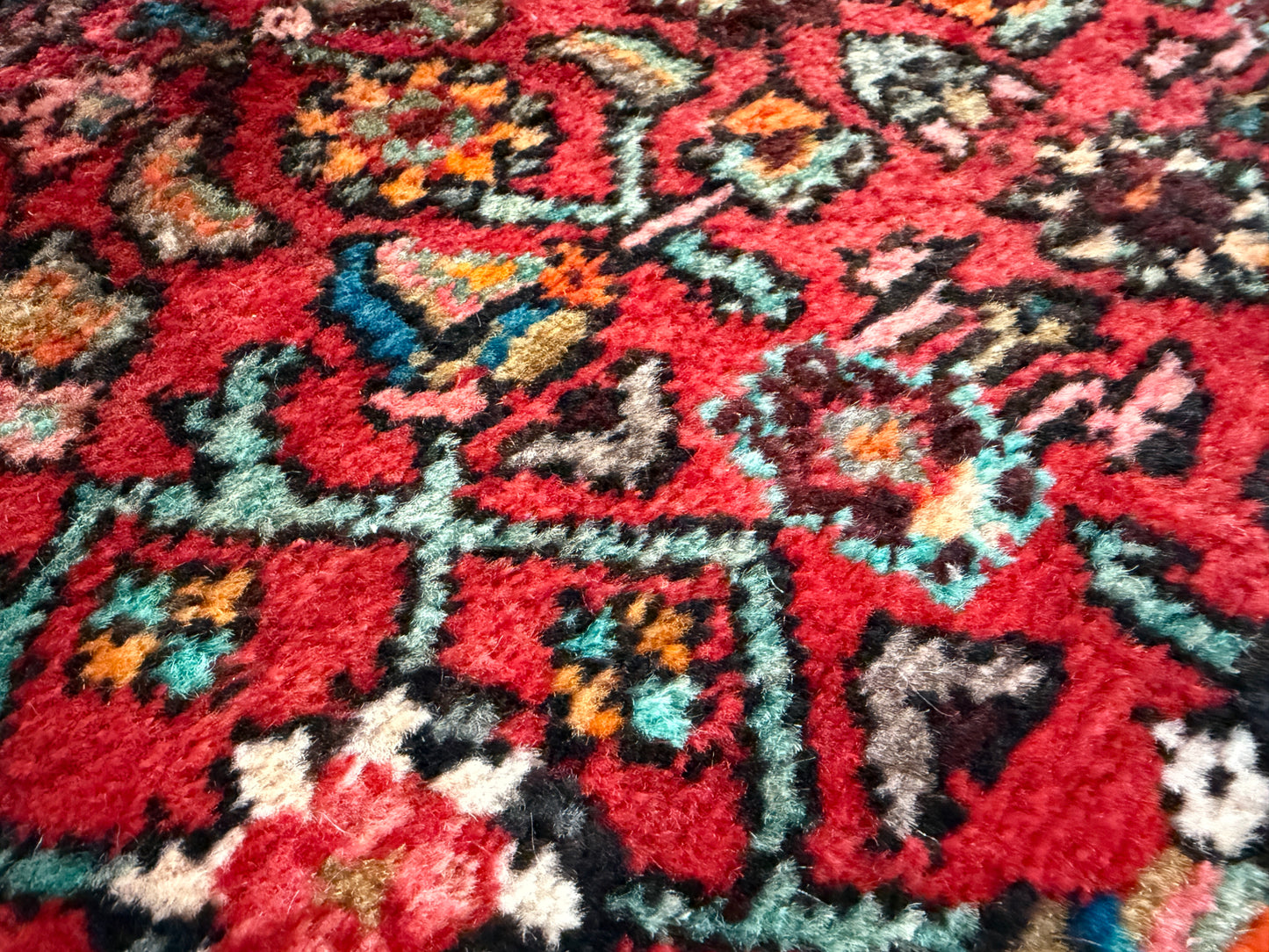 4’10”x10’3” Vintage Hand-Knotted Wool Hamadan Persian Rug 4x10 Red Handmade Tribal Carpet