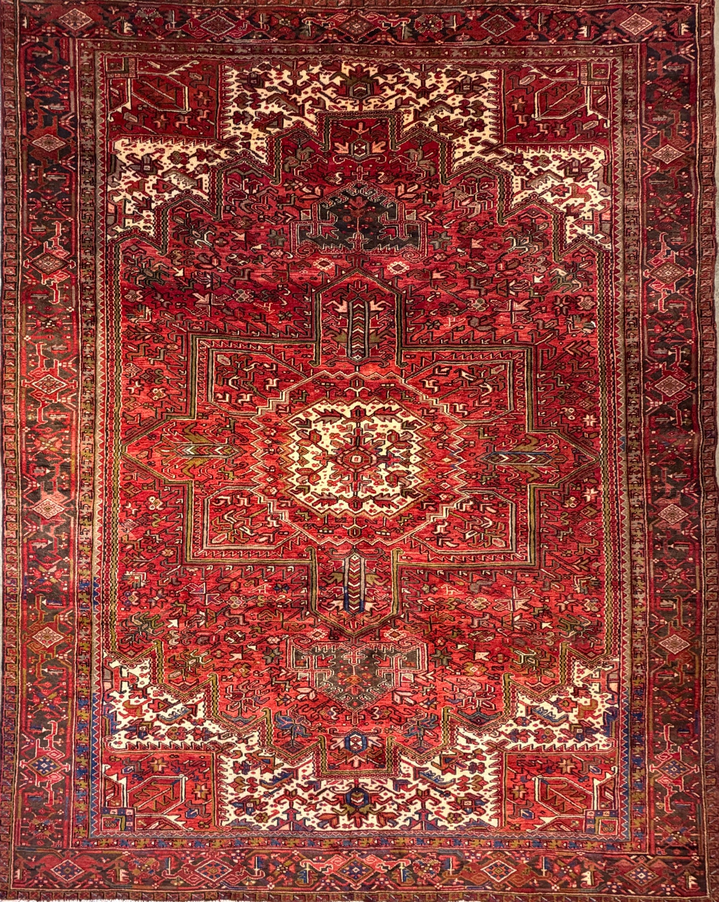 10’1”x12’9” Hand-Knotted Persian Heriz Area Rug