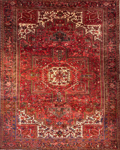 10’1”x12’9” Hand-Knotted Persian Heriz Area Rug