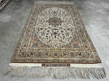 3’5”x5’9” Hand-Knotted  Fine Wool & Silk Isfahane Seirafian Area Rug - Signed