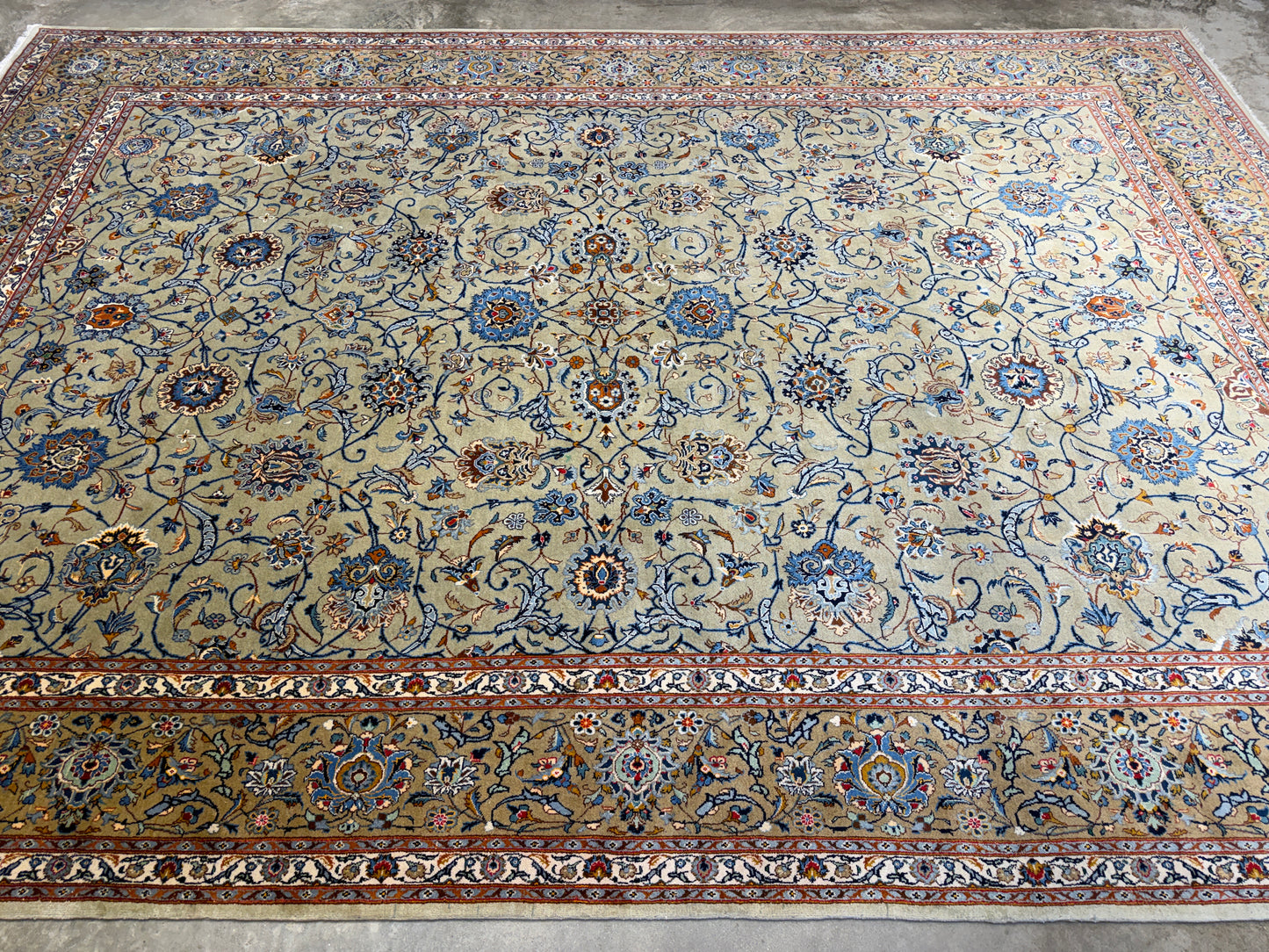 Hand-Knotted Persian Kashan Rug - 9’9”x13’8”