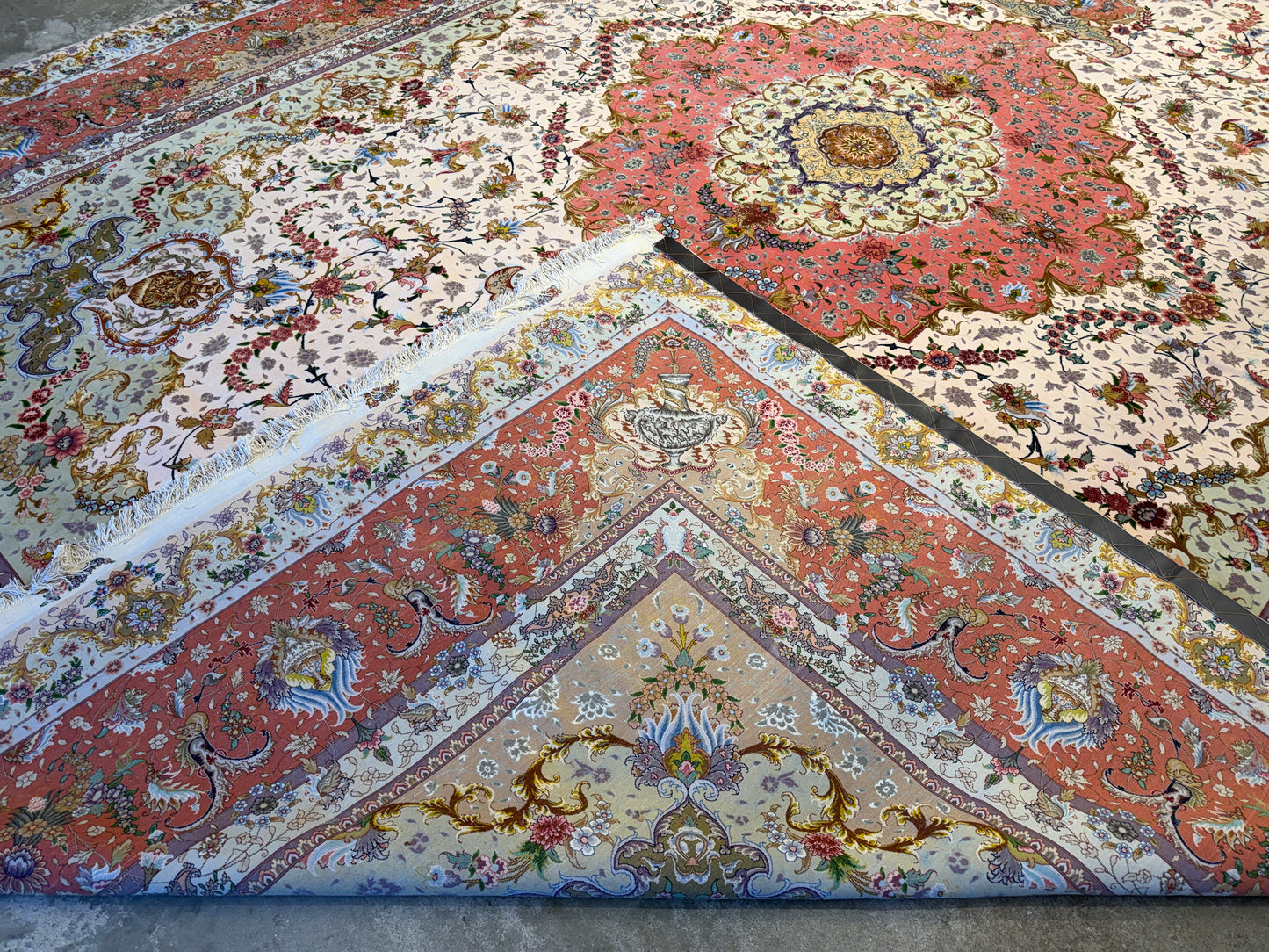 11’4”x16’2” Very Fine Hand-Knotted Persian Tabriz 80 Raj Signed Area Rug