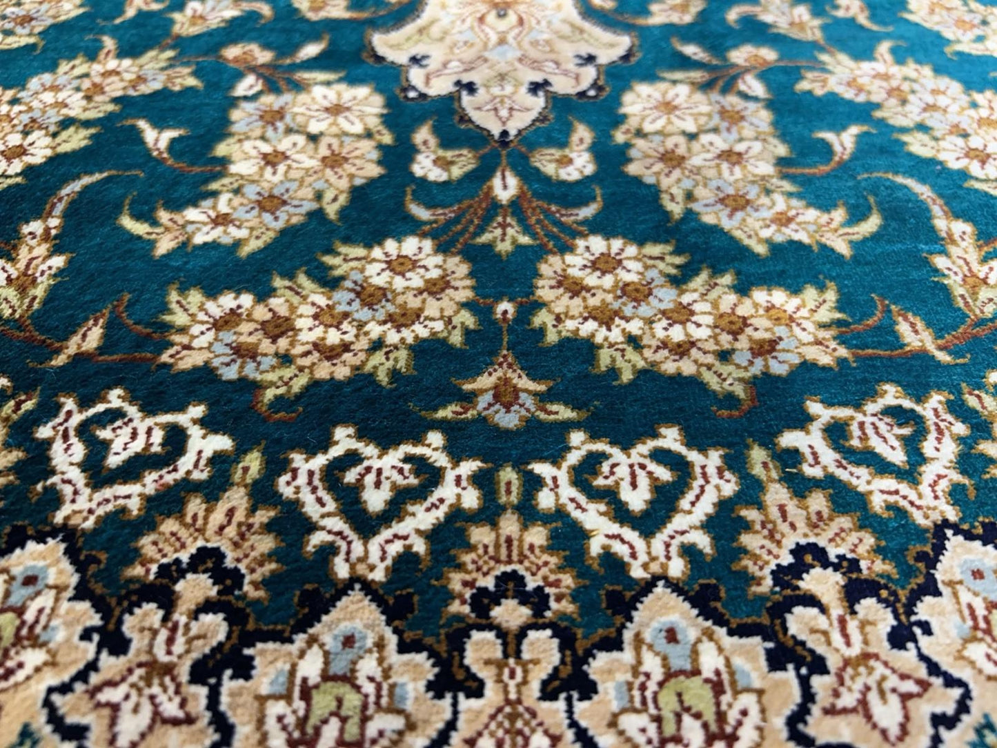 3x5 Luxurious Fine Hand-Knotted 100% Silk Signed Persiane Qume Rug Handmade