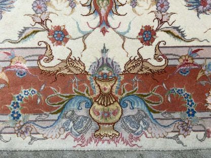 Hand-Knotted Persian Tabriz 60 Raj Rug - Signed Orouji - 5'x6'8"