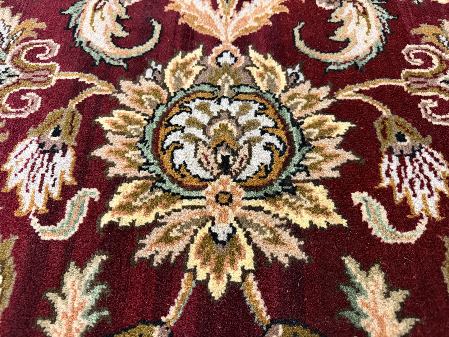 8’ Diameter Hand-Knotted Wool Indian Round Oriental Rug - 8x8 Handmade Carpet