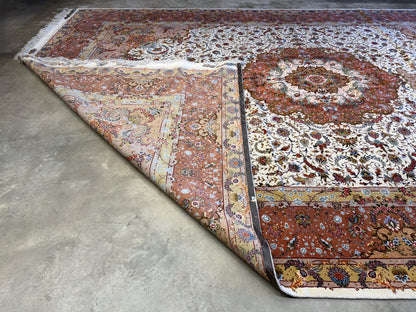 13’x19’8” Very Fine Hand-Knotted Persian Tabriz 80 Raj Signed Area Rug