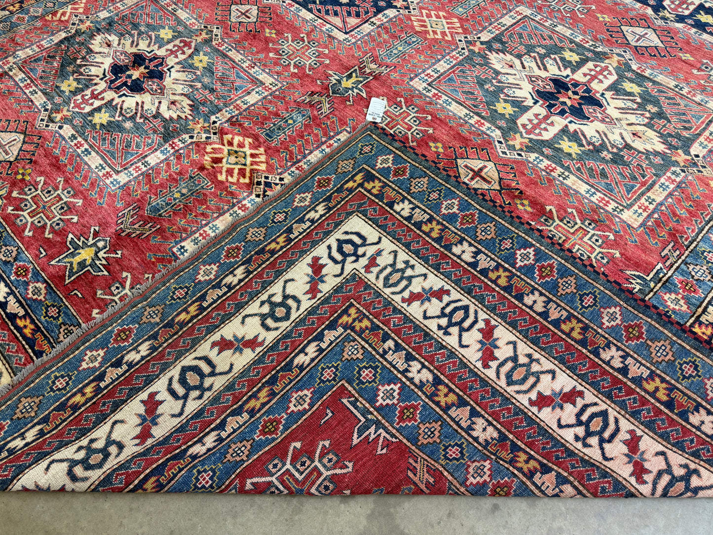 11’x12’3” Hand-Knotted Wool Kazak Area Rug