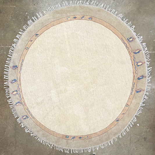 8’ Diameter Hand-Knotted Wool Indian Round Gabbeh Rug - 8x8 Handmade Carpet