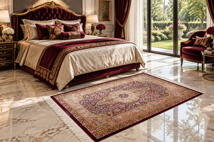 Hand-Knotted Silk Persian Qum Rug - Signed Moghaddammanesh - 3’4”x5’