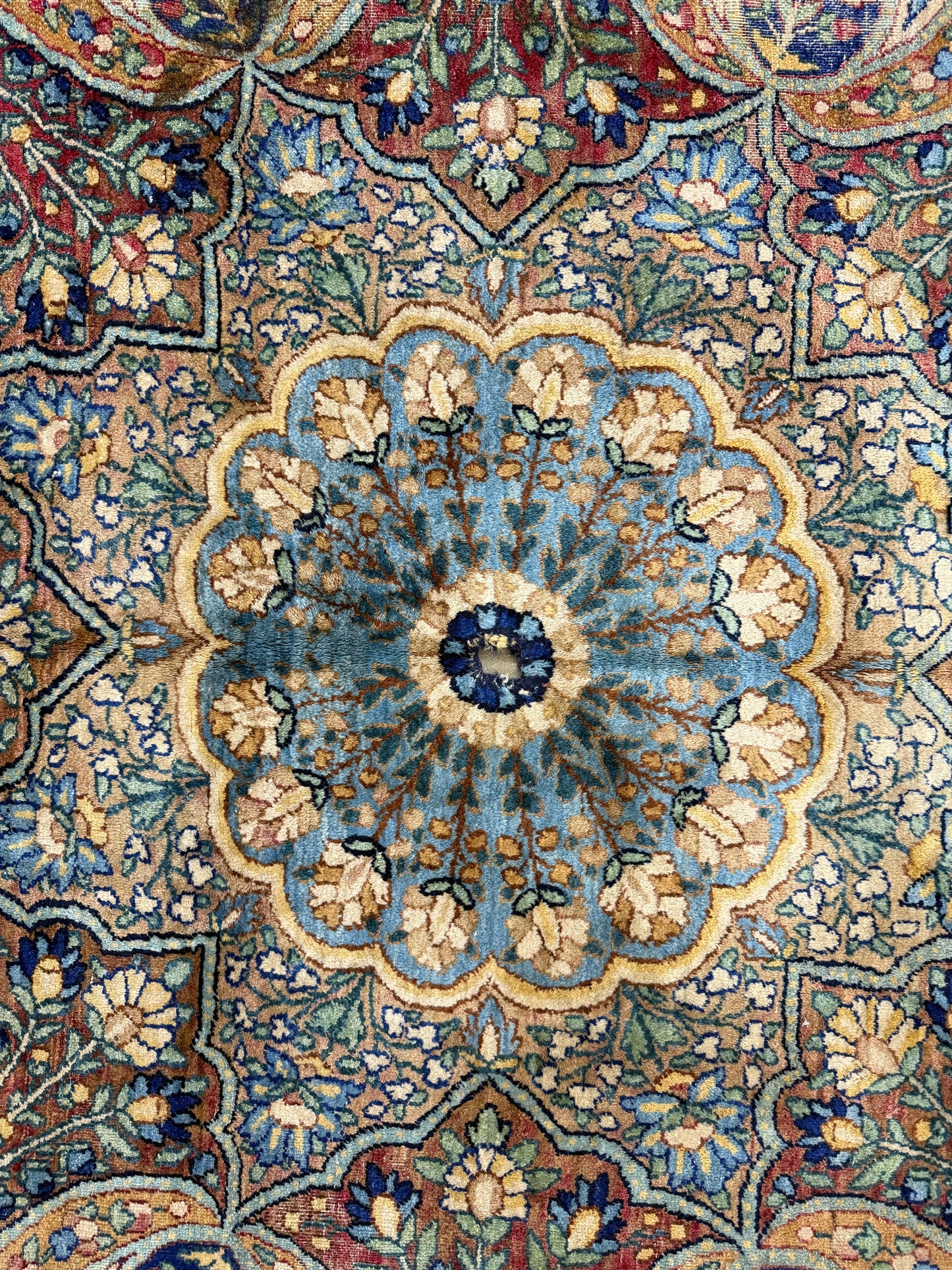 11’x14’10” Antique Hand-Knotted Fine Wool Persian Kerman Area Rug Handmade