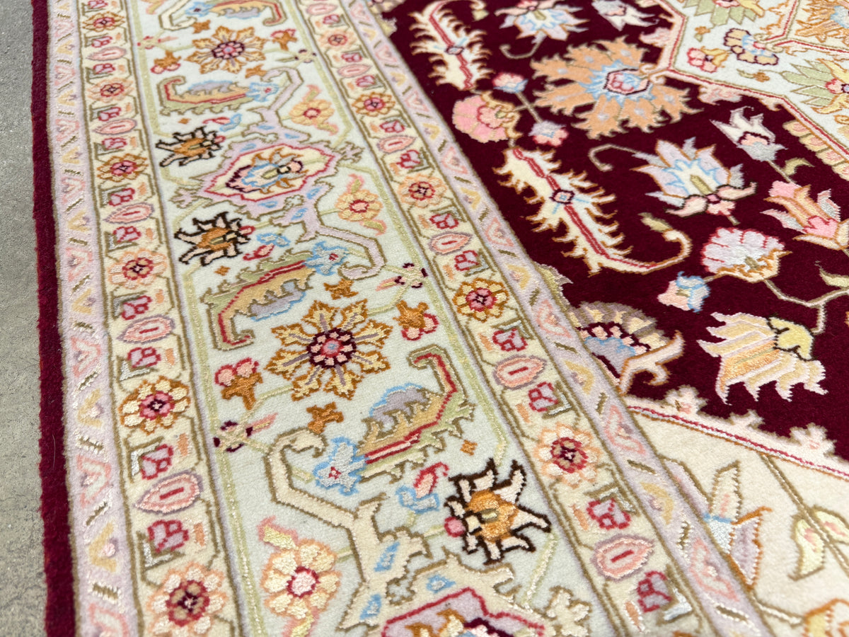 Hand-Knotted 60 Raj Persian Tabriz Rug - 5'x7'1"