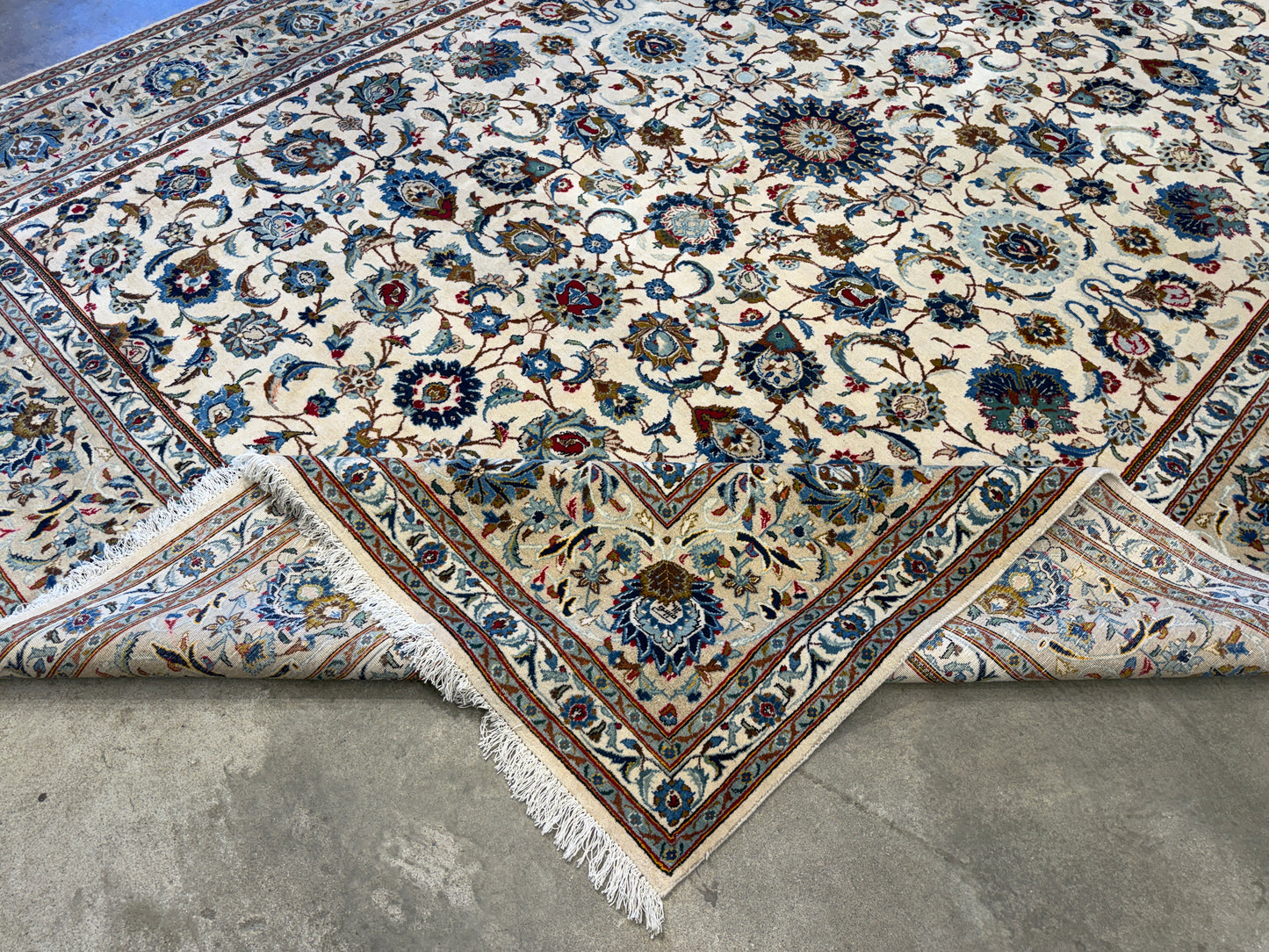 9’9”x13’1” Antique Hand-Knotted Persian Kashan All-over Signed Sanaee Area Rug