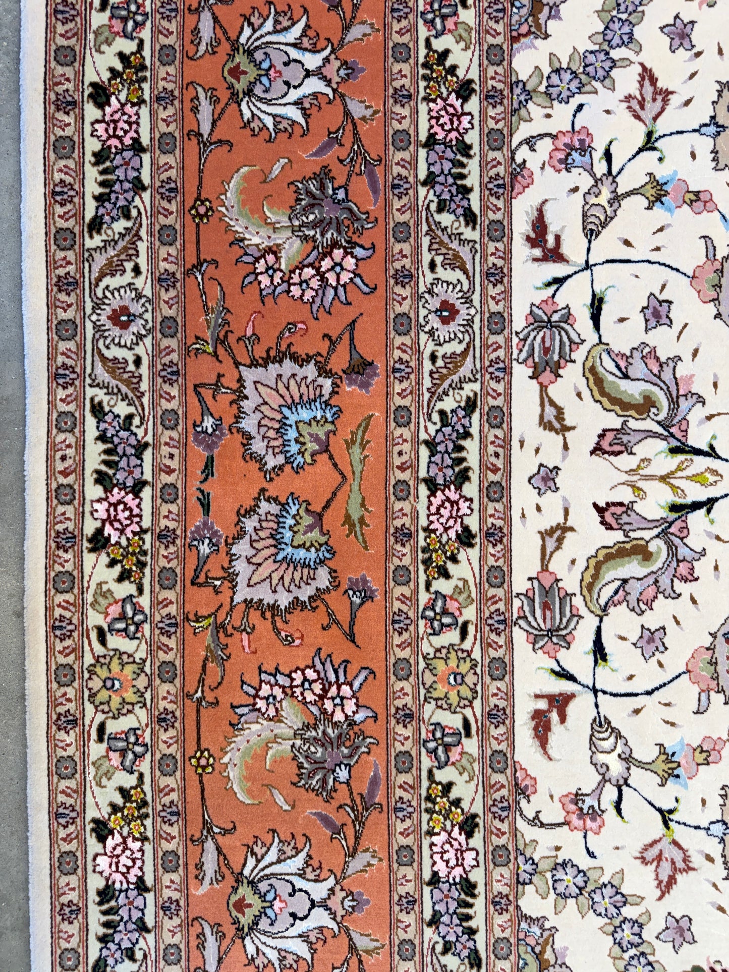 9’8”x13’8” Very Fine Hand-Knotted Persian Tabriz 80 Raj Area Rug