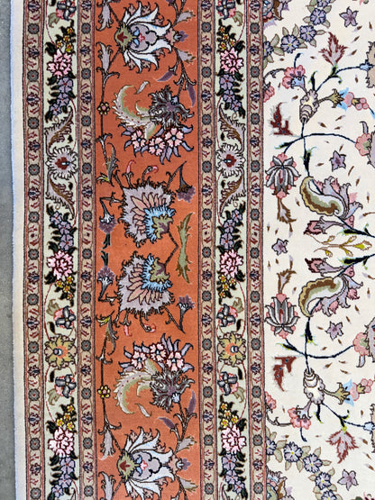 9’8”x13’8” Very Fine Hand-Knotted Persian Tabriz 80 Raj Area Rug