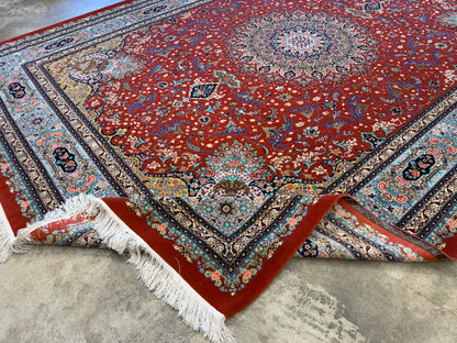 9’8”x13’3” Very Fine Hand-Knotted Persian Tabriz 80 Raj Signed Emad Fakher Area Rug