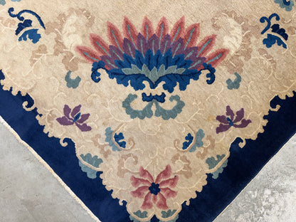 10’1”x13’8” Antique Hand-Knotted Chinese Art Deco Nichols Area Rug