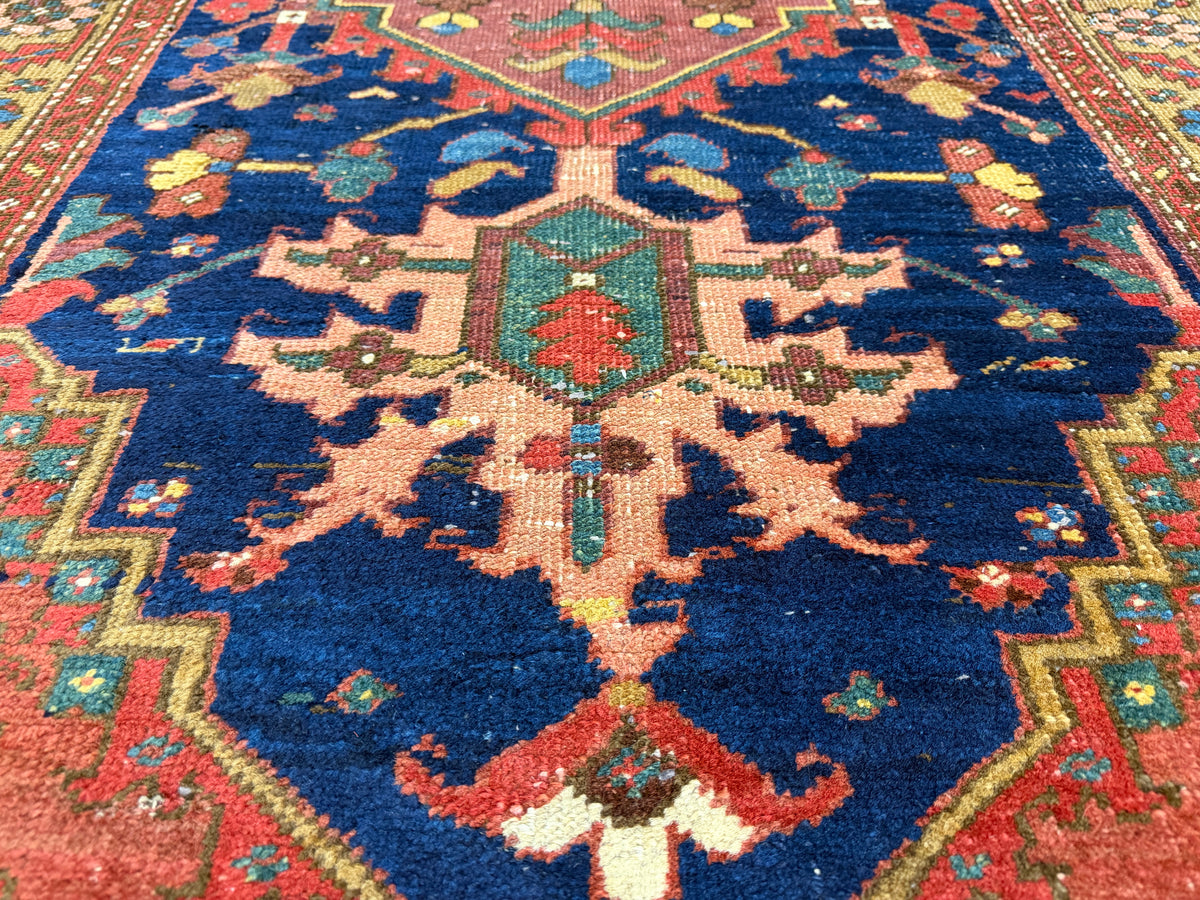 Hand-Knotted Antique Heriz Runner - 3’3”x17’9”