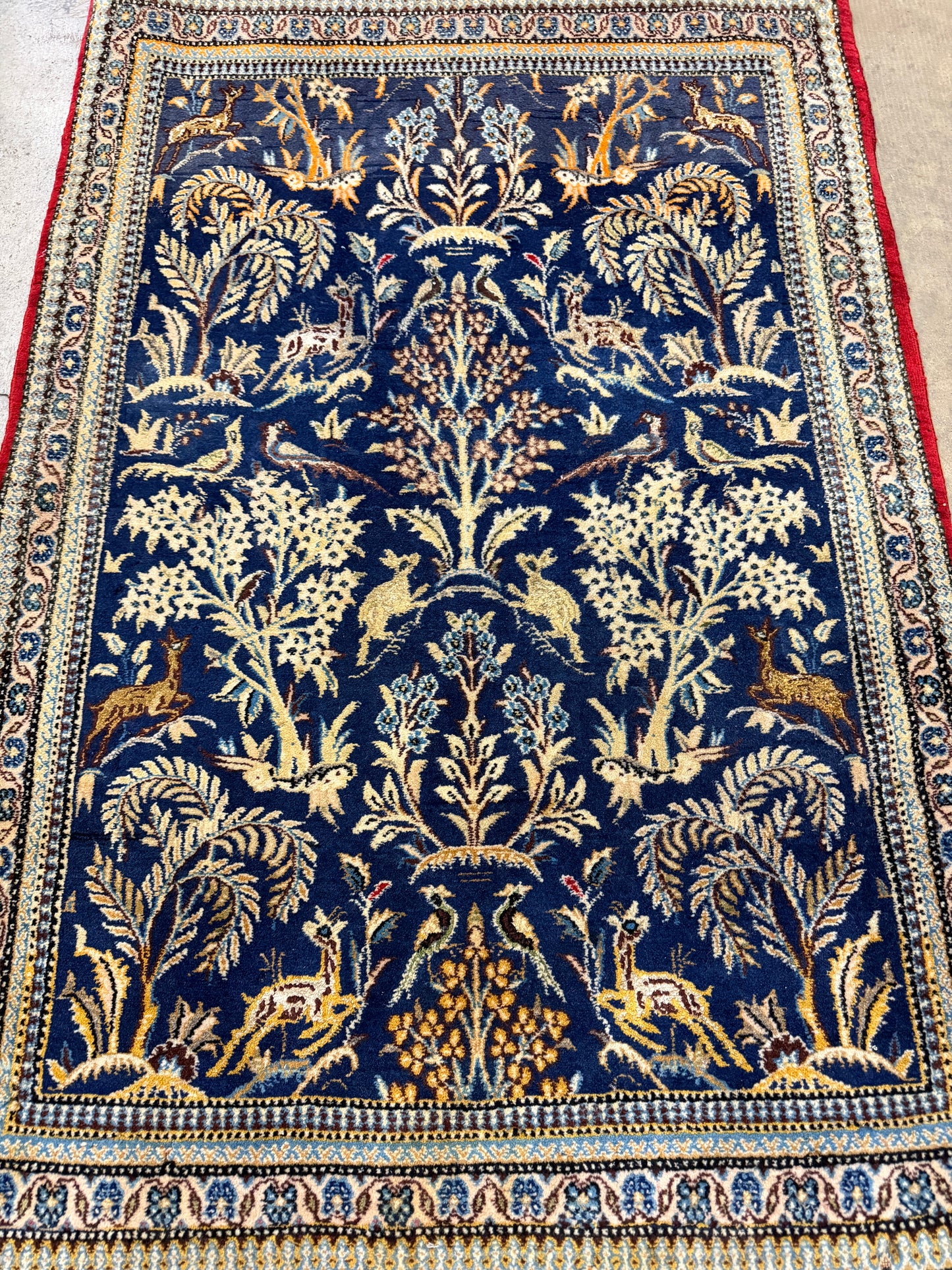 2’9”x4’2” Fine Antique Hand-Knotted Wool Kashan Tree of Life Persian Rug 2x4 Pictorial Handmade Carpet