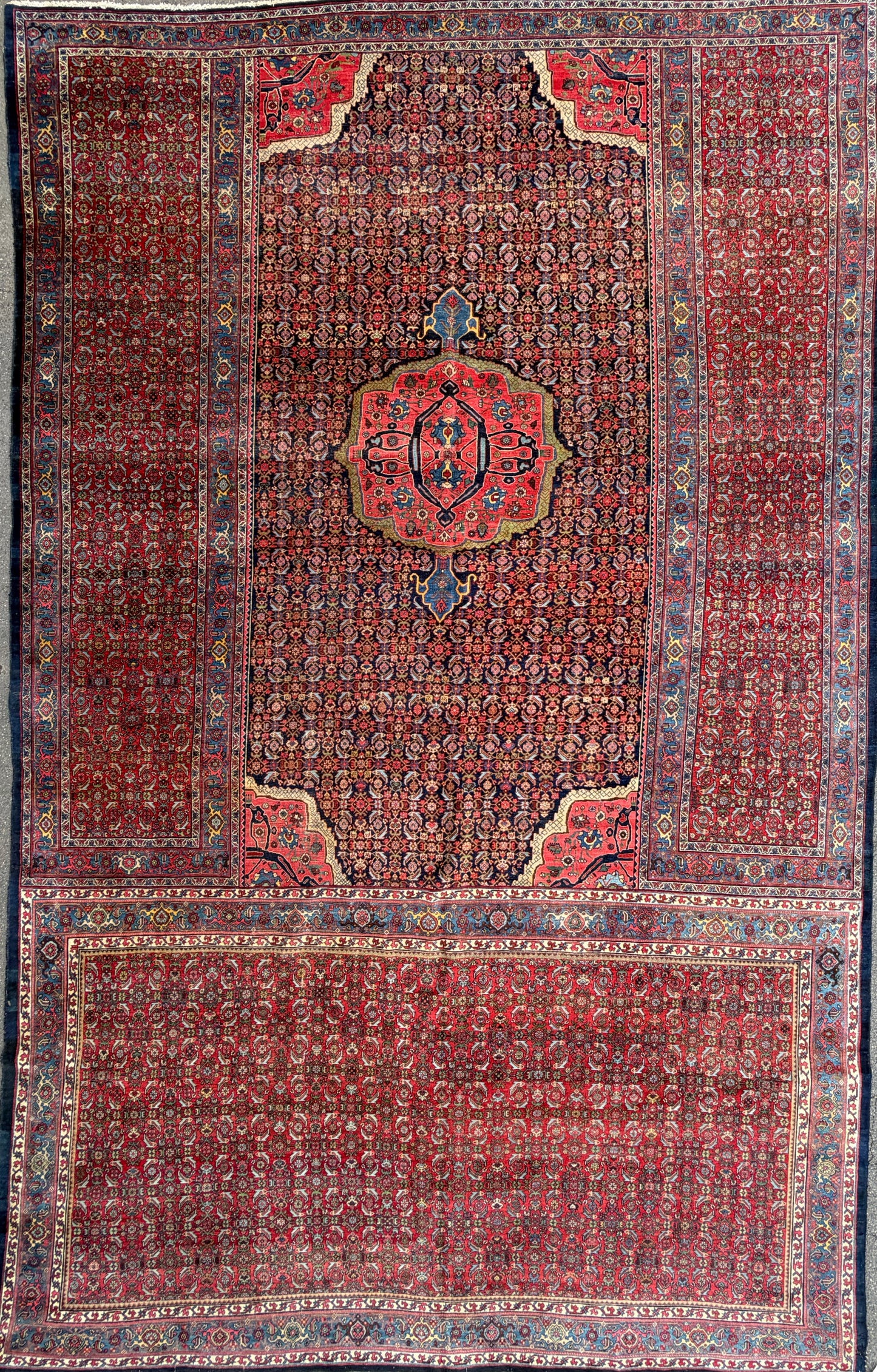 12’10”x20’3” Rare Palace Size Hand-Knotted Triclinium Bidjar Persian Area Rug