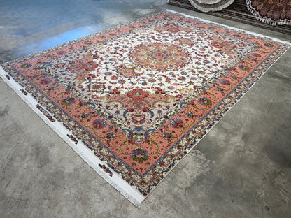 9’9”x13’3” Fine Hand-Knotted Persian Tabriz Signed Area Rug