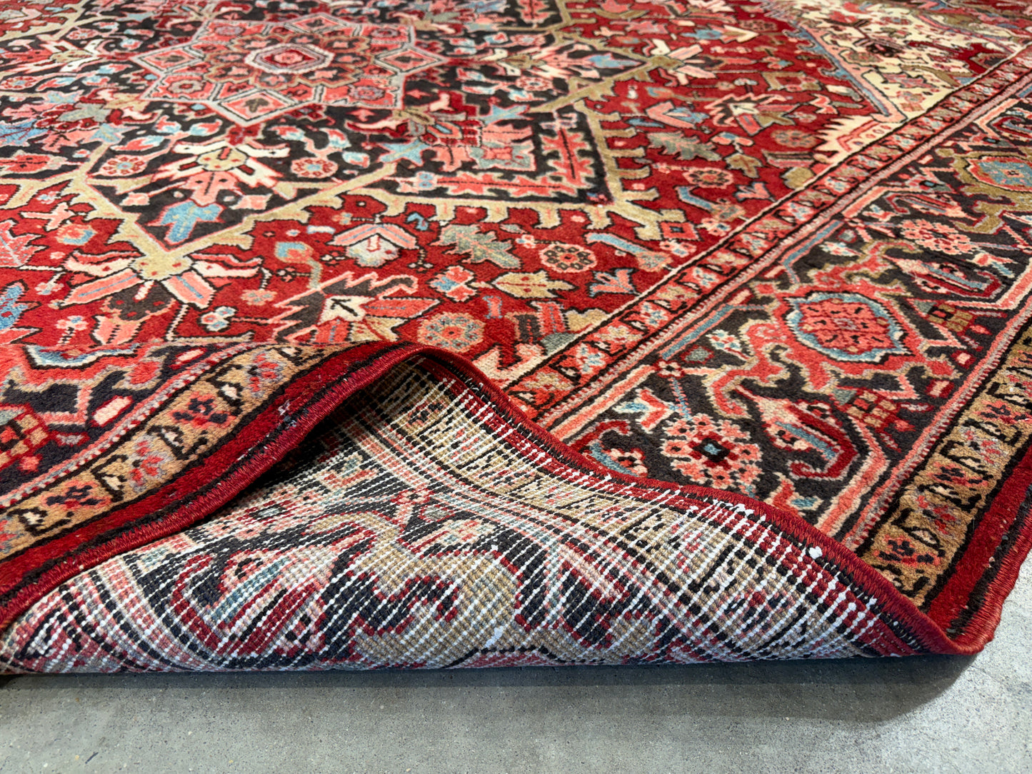 8’3”x11” Hand-Knotted Persian Heriz Wool Area Rug