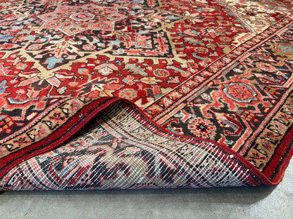 8’3”x11” Hand-Knotted Persian Heriz Wool Area Rug