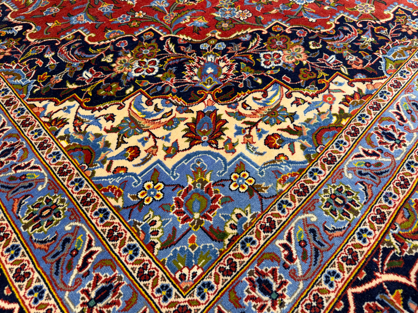 9’11”x13’ Hand-Knotted Signed Persian Kashan Area Rug