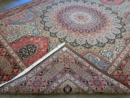 Hand-Knotted 60 Raj Persian Tabriz Rug - Dome Design - 10’x13’4”