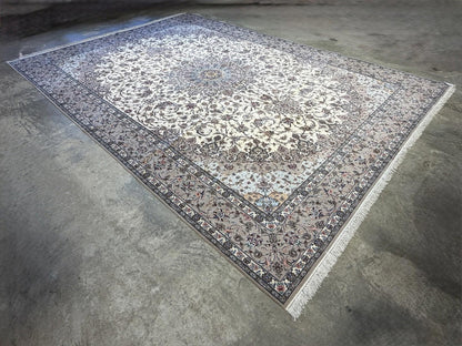 11’7”x16’6” Palace Size Hand-Knotted Wool & Silk Isfahane Area Rug 11x16