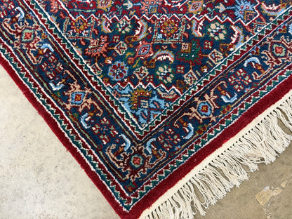 3’4”x5’6” Fine Hand-Knotted Wool IndoBidjar Persian Rug 3x5 Burgundy Handmade Carpet