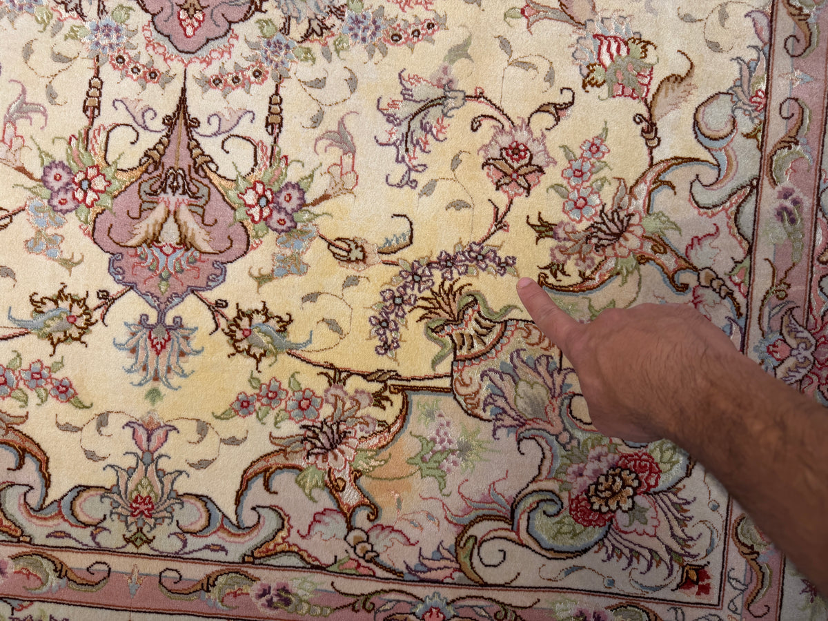 Hand-Knotted 60 Raj Persian Tabriz Rug - 5’1”x6’5”