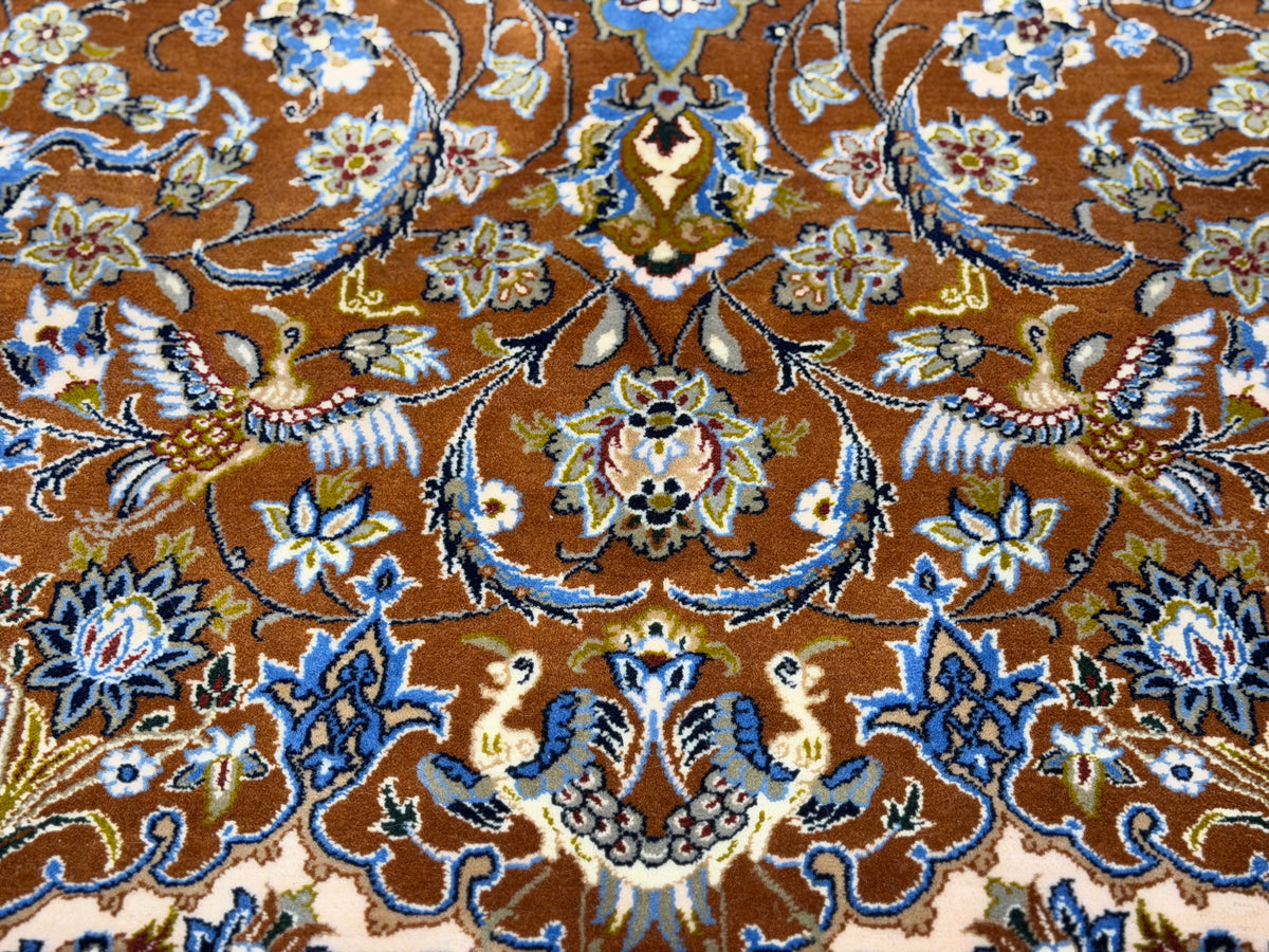 Hand-Knotted Persian Isfahan Rug - Garden of Birds - 6’10”x9’10”